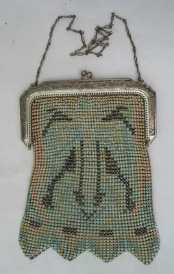 Bolsa de malha esmaltada vintage Whiting & Davis. - Imagem 1 de 4