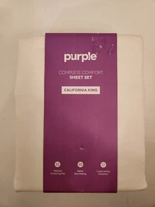 Purple Mattress Sheet Set California King Complete Comfort 4 Piece White - Picture 1 of 10