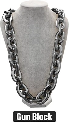 Collar de joyería de cadena de eslabones cubanos de plástico acrílico grueso grande de hip hop 32 pulgadas 80 cm Foto 1 de 4