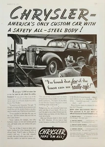 Chrysler Custom Imperial Car 1937 vintage Ad Safety carrocería de acero - Imagen 1 de 1
