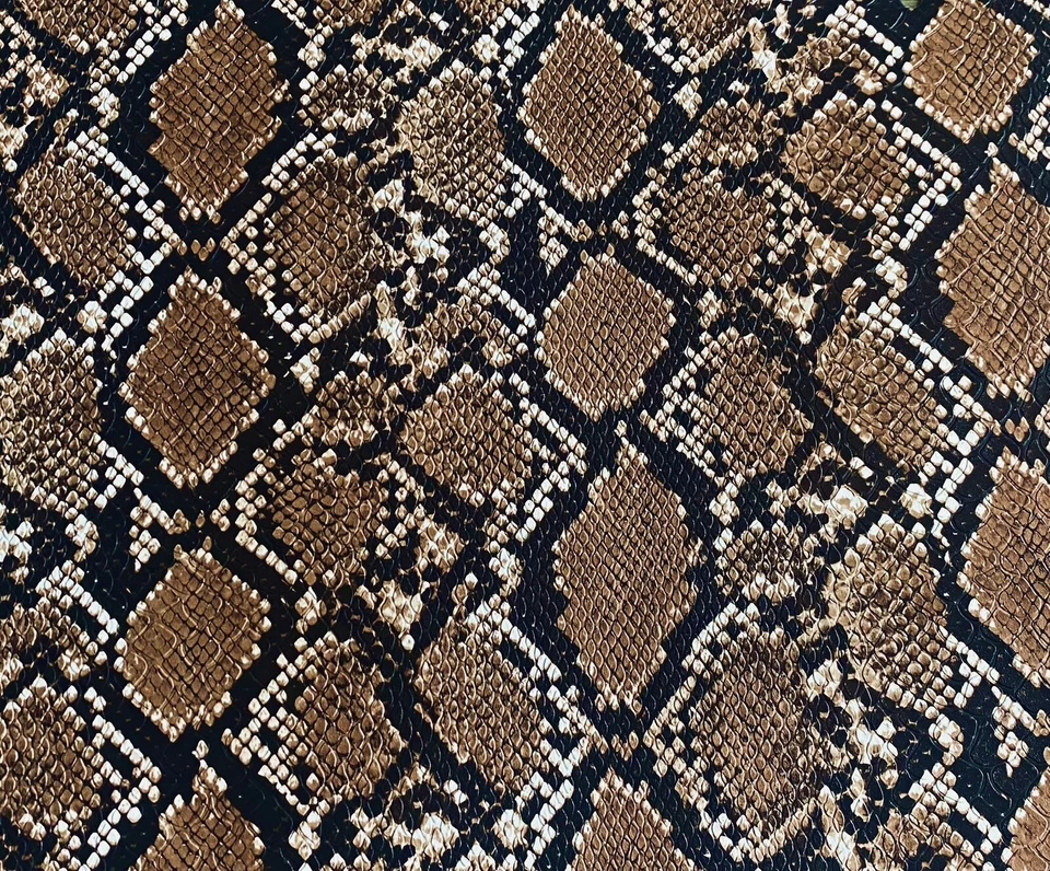 Camel Cobra Snake Embossed Faux vinyl fabric sold by the yard 54” wide - Image 1 of 1