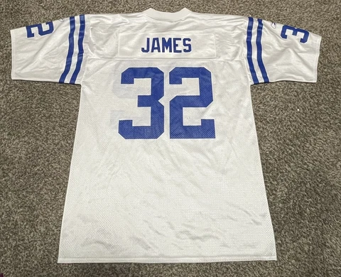 Edgerrin James Jersey Reebok NFL Equipment Large #32 Indianapolis Colts White Cover