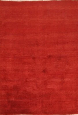 Memorial Deal Modern Rug Orange Gabbeh Oriental Area Rug Wool Hand-knotted 7'x9' - Image 1 of 4