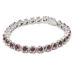 De Buman Sterling Silver Natural Ruby Bracelet, 7 inches - Picture 1 of 4
