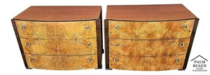 MCM Pair of Vintage HICKORY WHITE Briar Burl Wood Nightstands Chests - Picture 1 of 12