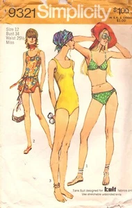 Simplicity 9321 ~ Misses' Set of 3 Bathing Suits ~Size 12 ~34" Bust~Waist 25 1/2 - Bild 1 von 4