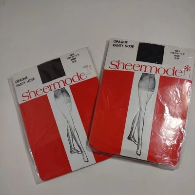 2 Packs 1960s Vintage Sheermode Opaque Pantyhose Nylons Black & Brown Size A - Image 1 of 4