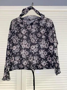 Ladies Thin Lightweight See Through Mesh Effect Floral Patterned Hoodie H&M XS - Picture 1 of 1