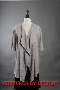 St John Strickpullover Spitze Band Ösen Wickeloptik dunkles Leinen Gr. Small neu mit Etikett $ 1090 - Bild 1 von 2
