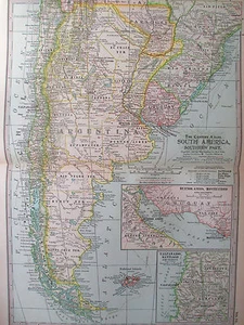 ORIGINAL 1897 South America Southern Part Century Atlas No 72 11.5 x16 Argentina - Picture 1 of 6