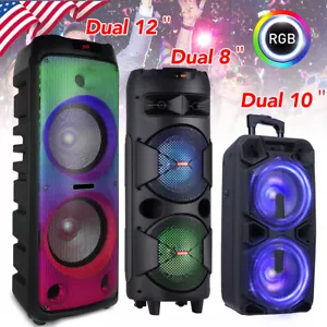 RGB Portable Bluetooth PA Speaker Subwoofer Heavy Bass Sound System Party w/ Mic - Picture 1 of 25