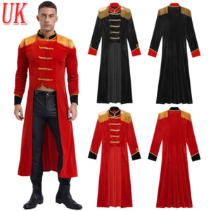 UK Men's Halloween Circus Costume Lion Tamer Showman Tailcoat Jacket Gothic Coat - Picture 1 of 32