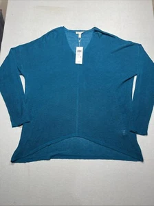 Eileen Fisher Teal Organic Linen Jewel Neck Box Top Large NWT $248 - Picture 1 of 6