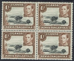 KENYA UGANDA & TANGANYIKA 1938 KGVI LAKE NAIVASHA 1/- MNH ** BLOCK PERF 13 X 11. - Picture 1 of 2