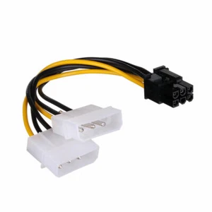 Câble Adaptateur d'alimentation 2 x molex LP4 vers PCI Express 6 Broches - Picture 1 of 4
