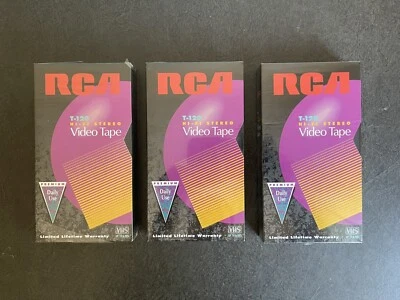 Cintas de casete de video VHS en blanco RCA T-120 (lote de 3) - nuevas selladas Foto 1 de 4