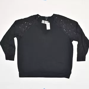 NEW Torrid Women Blouse V Neck Long Sleeve Solid Cotton Blend Black Plus Size 1 - Picture 1 of 8