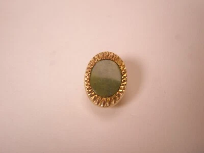 Prendedor de solapa vintage de piedra de jade verde genuina y tono dorado q81 Foto 1 de 4