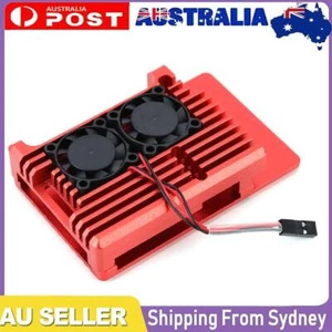 Aluminum Alloy Case with Dual Cooling Fan for Raspberry Pi 4 Model B (Red) - Picture 1 of 10