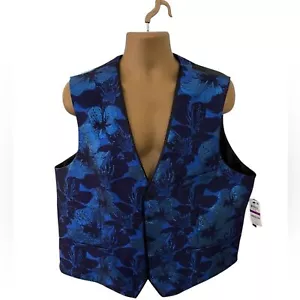 INC International Concepts Men's Slim-Fit Floral Jacquard Vest Blue Black XXL - Picture 1 of 8
