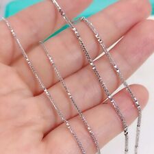 Pure Platinum 950 Chain Women 1mm Wheat Long Beads Link Necklace 2.65g/16.9inch