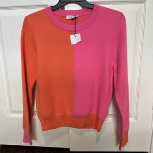 THML Orange & Pink Color Block Crew Neck Sweater Size Large New With Tag - Picture 1 of 7