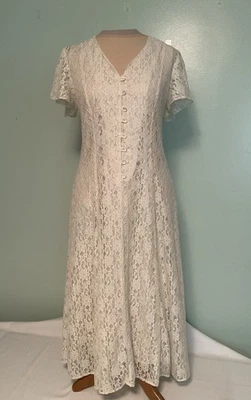 Vestido De Colección Años 80 90 Betsy's Things Marfil Encaje Forrado Hada Con Cordones Talla S M P Foto 1 de 4