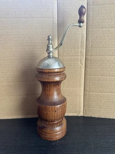 Vintage Pepper Mill Spice Grinder Wood Silver Handheld Mid Century Modern MCM - Picture 1 of 7