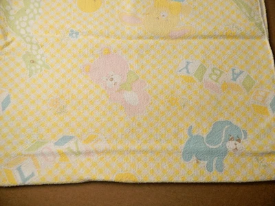 Manta de recepción de bebé amarilla vintage pastel animal amarillo cuadros 28x36 Foto 1 de 4