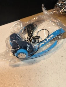 VINTAGE PAN AM AIRLINES HEADSET KOPFHÖRER MIT BLAUEM LOGO IN DURCHSICHTIGER TASCHE & Namensschild - Bild 1 von 3