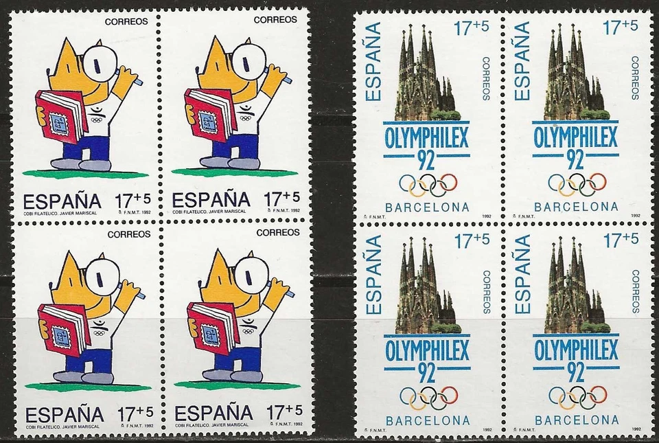 ESPAÑA 1992. EDIFIL 3218/3219. SERIE COMPLETA EN BLOQUE DE 4 ”BARCELONA '92”. - Imagen 1 de 1