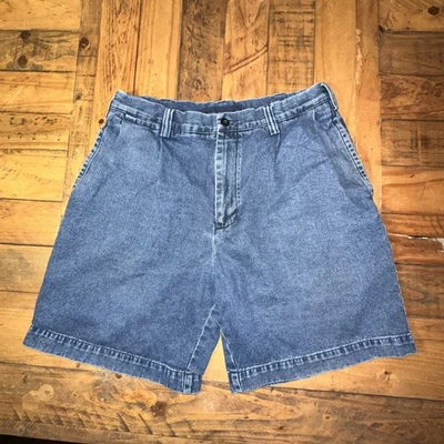 Shorts jeans plissado azul ajuste clássico masculino Nautica Rigger (A20) 34W vintage - Imagem 1 de 4