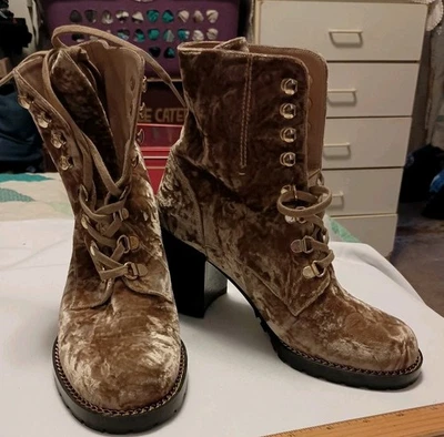 STUART WEITZMAN - Kolbie - Terciopelo aplastado - Botas de tacón ancho - Mujer 5,5 - Adobe Foto 1 de 4