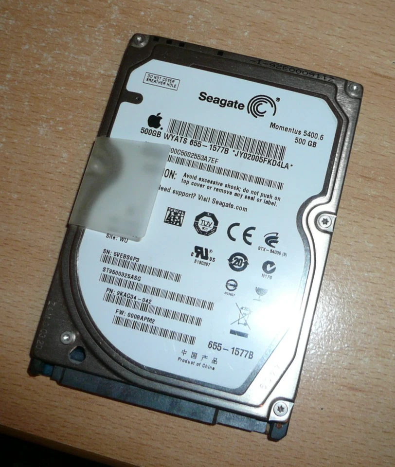 Disque dur 2,5" Seagate Momentus  5400.6 ST9500325SG 500Go SATA Firmware Apple - Photo 1/1