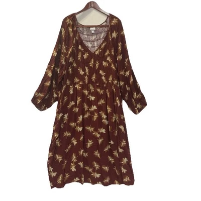 Vestido Midi Feminino Ava Viv 3X Multicolorido Floral Decote V Manga Longa Casual - Imagem 1 de 4