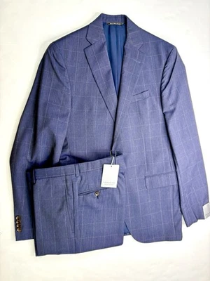 NWT Jack Victor Men’s Suit Blue Window Pane 38R Msrp $750 - image 1 of 4