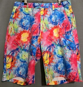 Pantalones Cortos Hreski Hombres 32 Salpicaduras de Pintura Estampado Completo Golf Chino Pickle Ball Fuerte - Imagen 1 de 4
