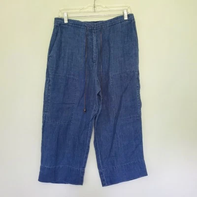 Pantalón corto Lauren Ralph Lauren para mujer 10 100 % lino look de mezclilla costero Lagenlook Foto 1 de 4