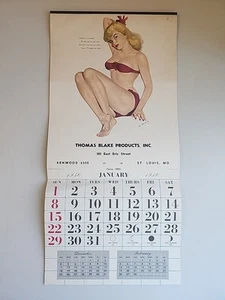 1950 Al Moore Pinup Calendar Thomas Blake Products Inc 20.5x 9.75 Inch - Picture 1 of 13
