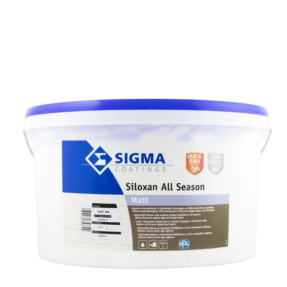 Sigma Siloxan All Season Matt Facade Paint 12.5L White Silicone Resin Facade Paint - Image 1 of 1