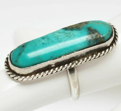 Toller Indianerring Silber Türkis Cabochon Indianer Handarbeit Damenring Gr. 52 - Bild 1 von 2