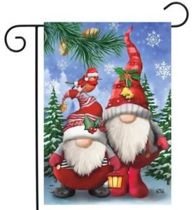 Bandera de jardín de Navidad gnomos de invierno 12,5" x 18" decoración navideña - Imagen 1 de 4