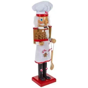 CHRISTMAS WOODEN NUTCRACKER - 15" BAKER TRAY GINGERBREAD COOKIES & WOODEN SPOON - Picture 1 of 1