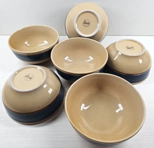 6 Gibson Retreat Blue Soup Cereal Bowls Set Emboss Table Serve Dining Dishes Lot - Picture 1 of 24