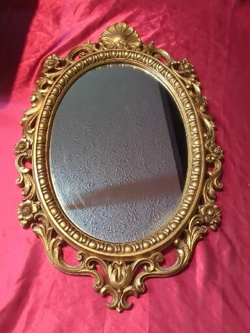 Vintage Syroco Gold Ornate Oval Wall Floral Mirror #998 Hollywood Regency Unique Cover