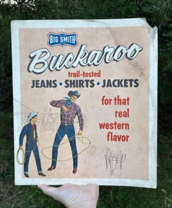 Vintage UNION MADE BIG SMITH - BUCKAROO JEANS ETC Denim advertising store sign - Picture 1 of 9
