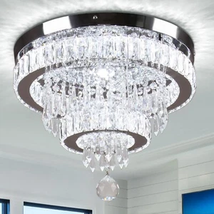 led chandelier light Modern  Chandelier 2 Rings LED Crystal Ceiling light - Picture 1 of 30