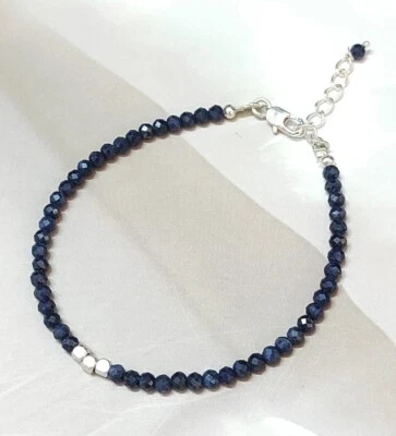 2-3 mm Blauer Saphir Facettiert Rund Edelstein Perlen Handgefertigte Unisex A... - Bild 1 von 4