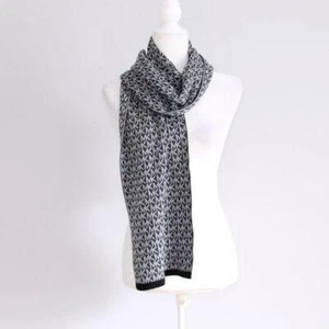 Michael Michael Kors Black and Grey Monogrammed 100% Acrylic Scarf - Picture 1 of 6