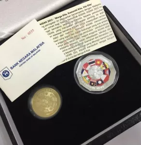 Mazuma *MC1199 Malaysia 2015 Asean $1 & $10 Proof 2 In 1 with Nice COA. 0555 - Picture 1 of 5